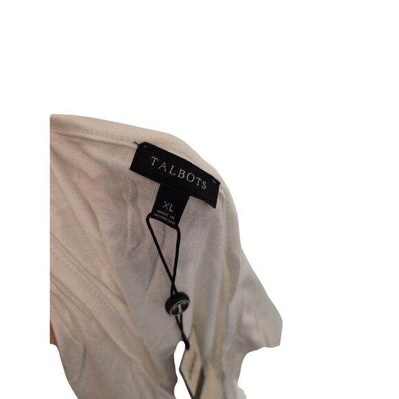 Talbots Pleated Ruched Tank Top Layering Top Jersey White Sz XL NEW - Picture 5 of 6